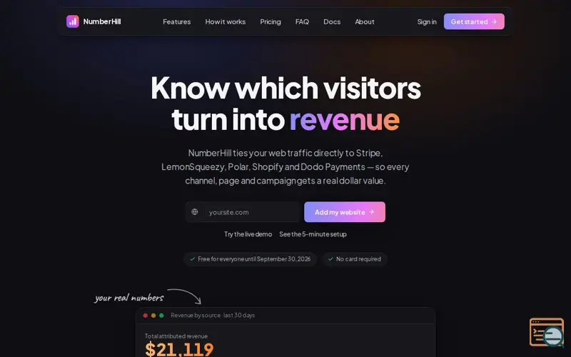 Screenshot of NumberHill Analytics