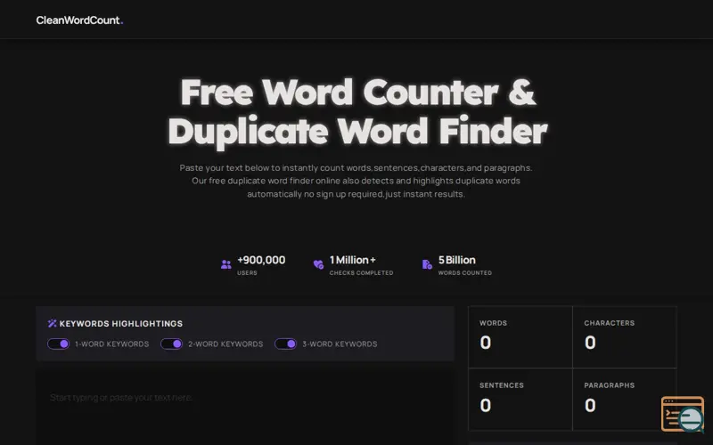 Screenshot of CleanWordCount