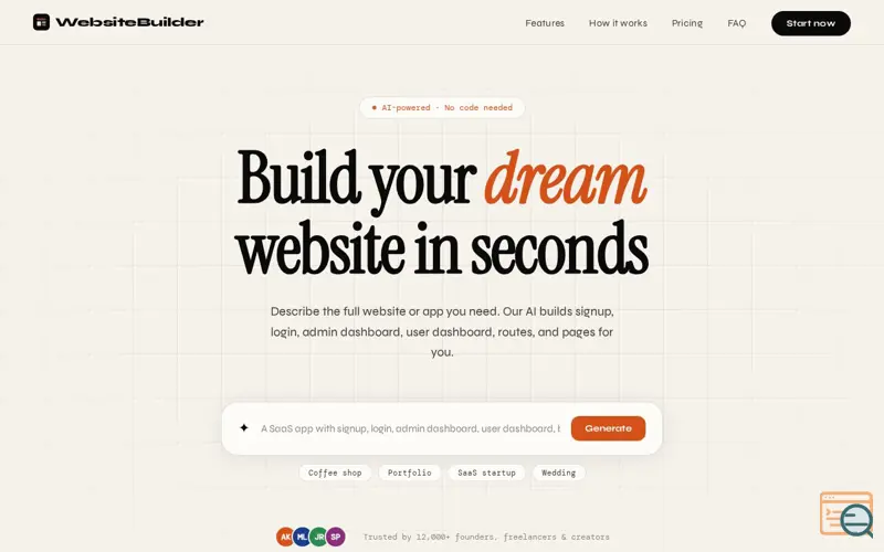 Screenshot of Website Buiilder