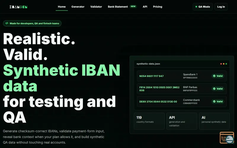 Screenshot of IBANgen