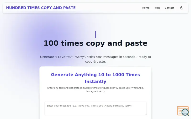 Screenshot of Hundred Times copy and paste