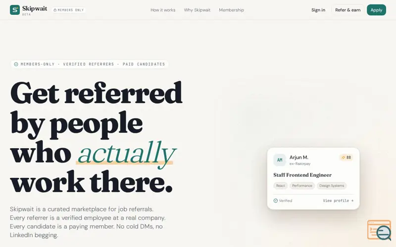 Screenshot of Skipwait.me BETA