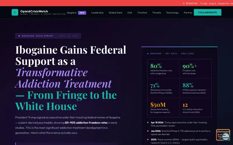 Screenshot of OpioidCrisisWatch