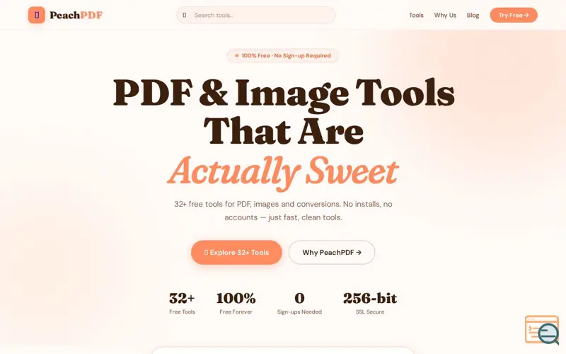 Screenshot of PeachPDF