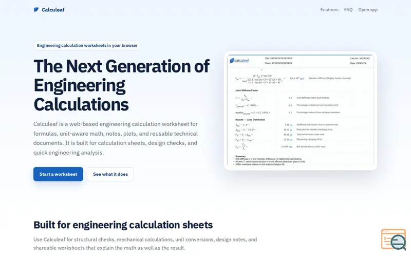 Screenshot of Calculeaf