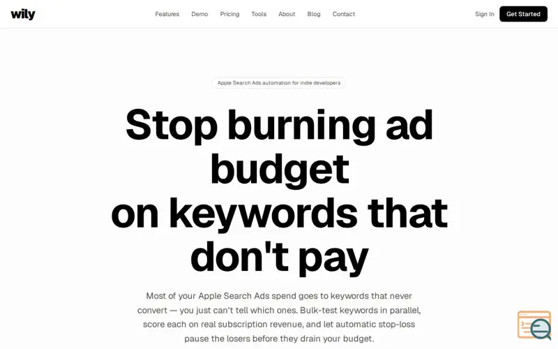 Screenshot of Wily Apple Search Ads keyword automation