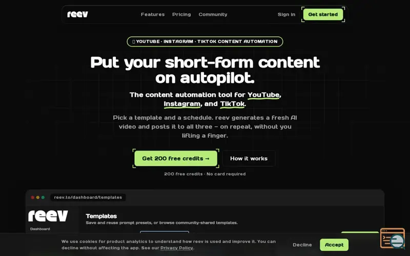 Screenshot of reev.to
