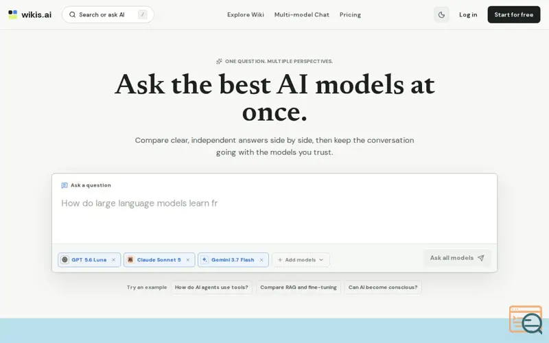 Screenshot of Wikis AI