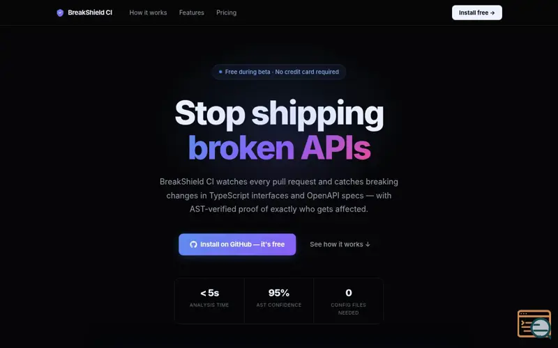Screenshot of BreakShield CI