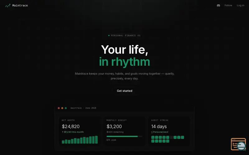 Screenshot of Maintrace — Your life, in rhythm