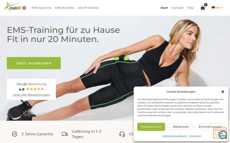 Screenshot of eaglefit Schweiz GmbH