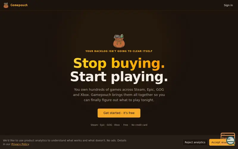 Screenshot of Gamepouch, a launch using Akamai