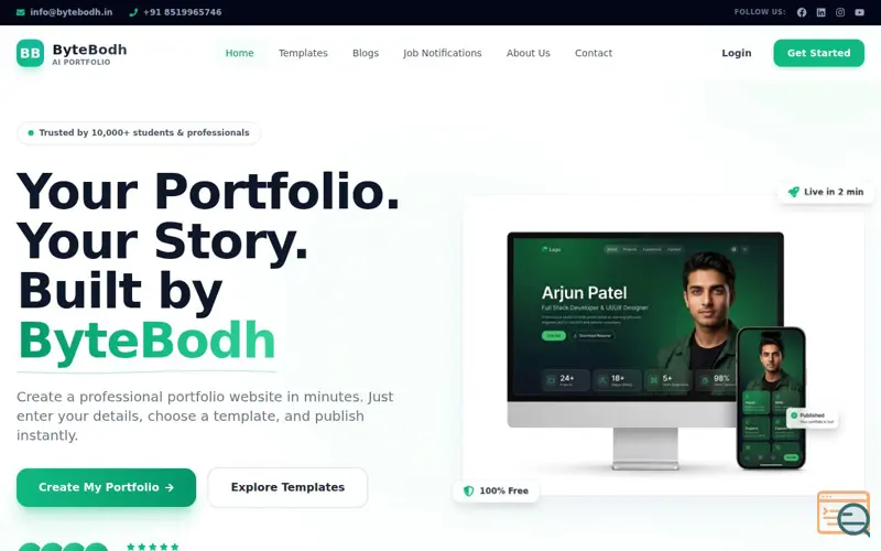 Screenshot of ByteBodh