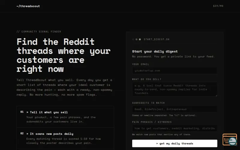Screenshot of ThreadScout