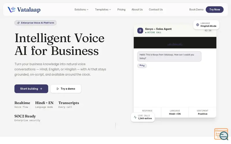 Screenshot of Vatalaap AI