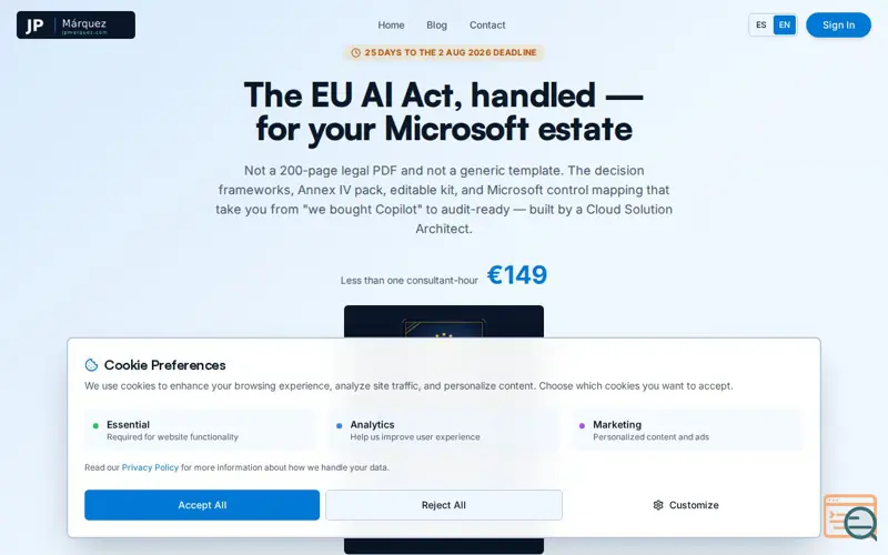 Screenshot of EU AI Act Toolkit for Microsoft