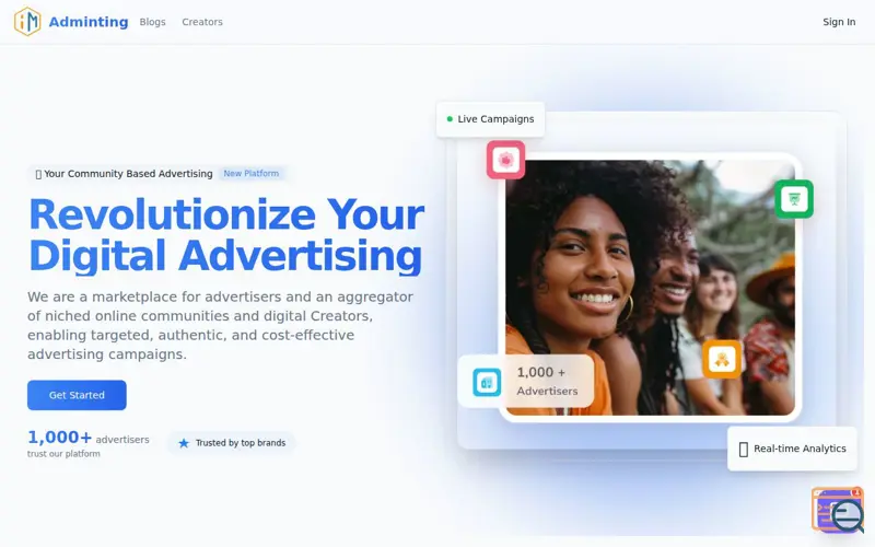 Screenshot of Adminting Platform, a launch using N8N Chat UI