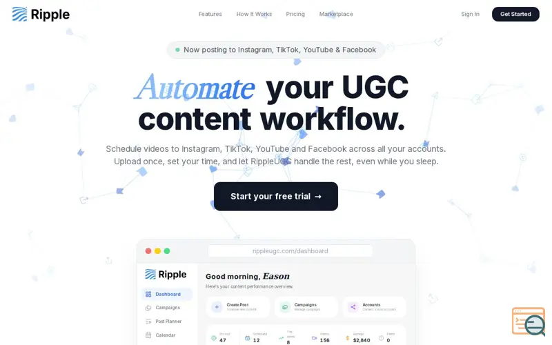 Screenshot of RippleUGC