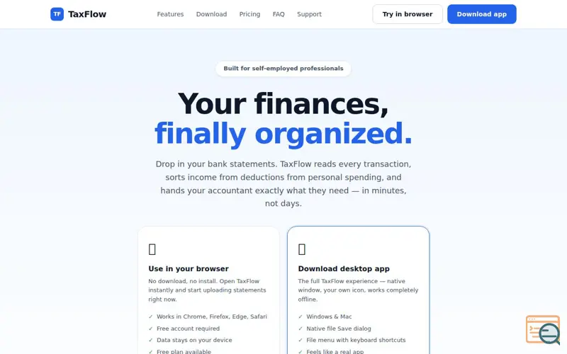 Screenshot of TaxFlow