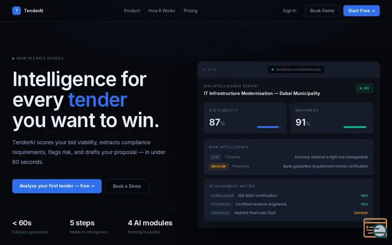 Screenshot of TenderAI