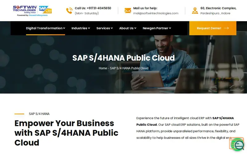 Screenshot of SAP S4 HANA Public cloud: Softwin Techno