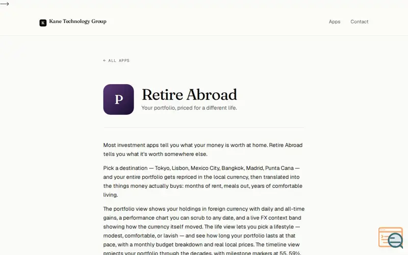 Screenshot of Retire Abroad