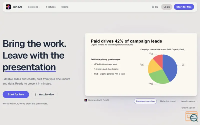 Screenshot of TchoAI