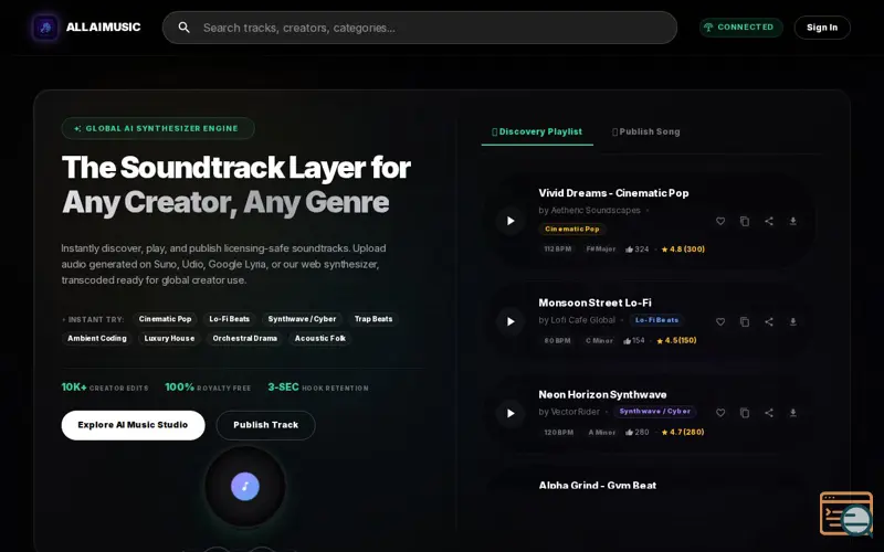 Screenshot of ALL AI Music