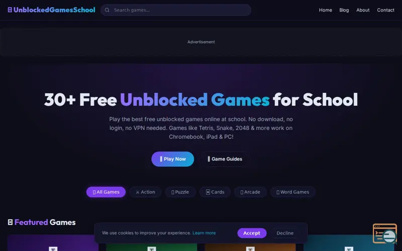 Screenshot of Free Unblocked Games School, a launch using ID5