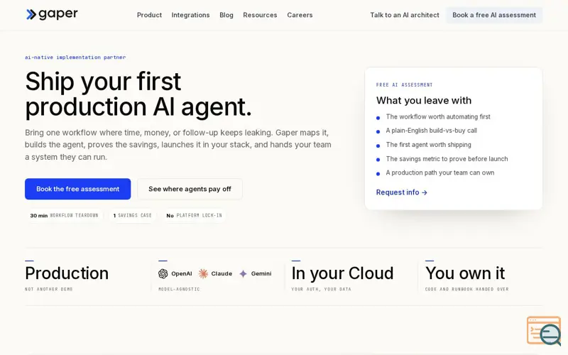 Screenshot of Gaper