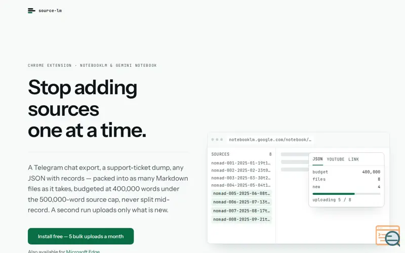 Screenshot of Source LM, a launch using Twelve Tools