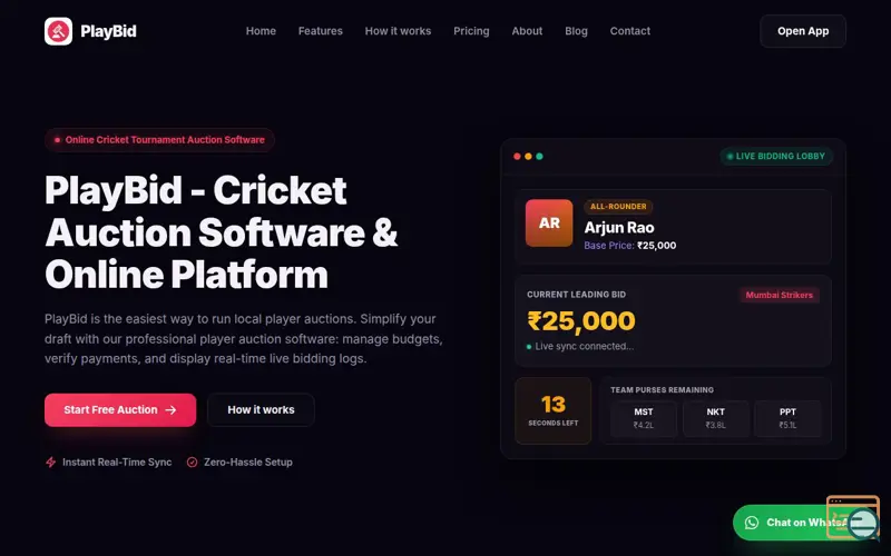 Screenshot of PlayBid