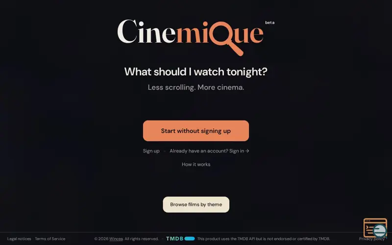 Screenshot of Cinemique