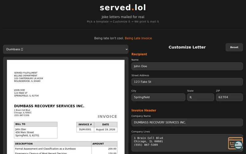 Screenshot of served.lol