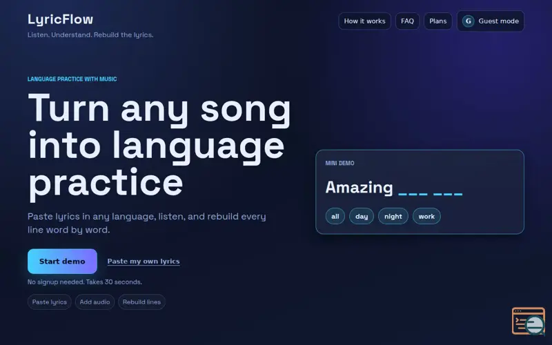 Screenshot of LyricFlow