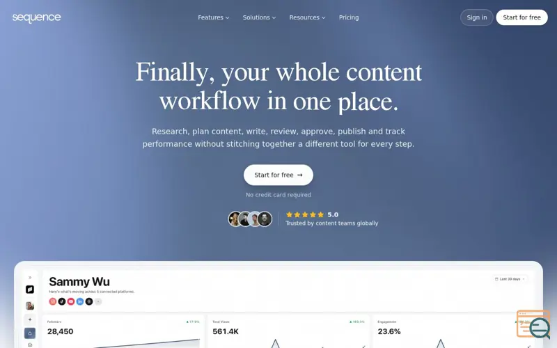 Screenshot of Sequence Social