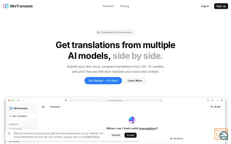Screenshot of MixTranslate