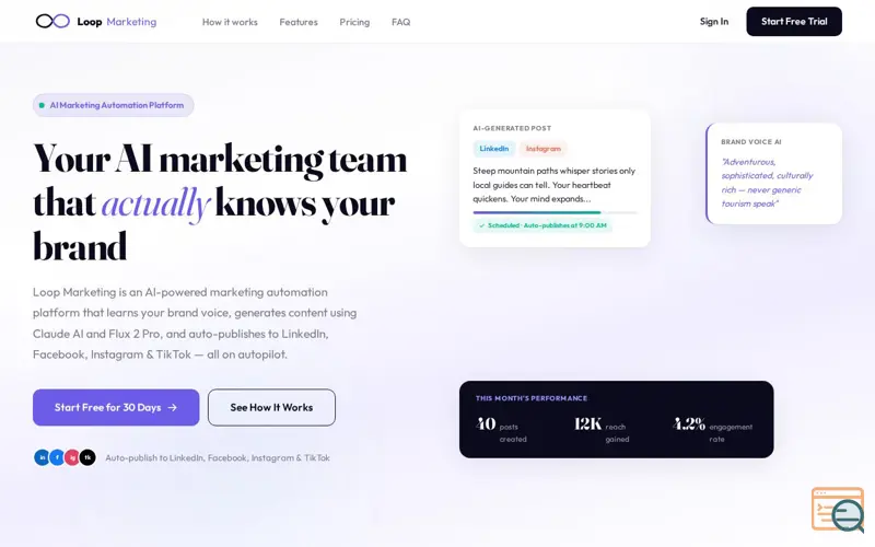 Screenshot of Loop Marketing AI