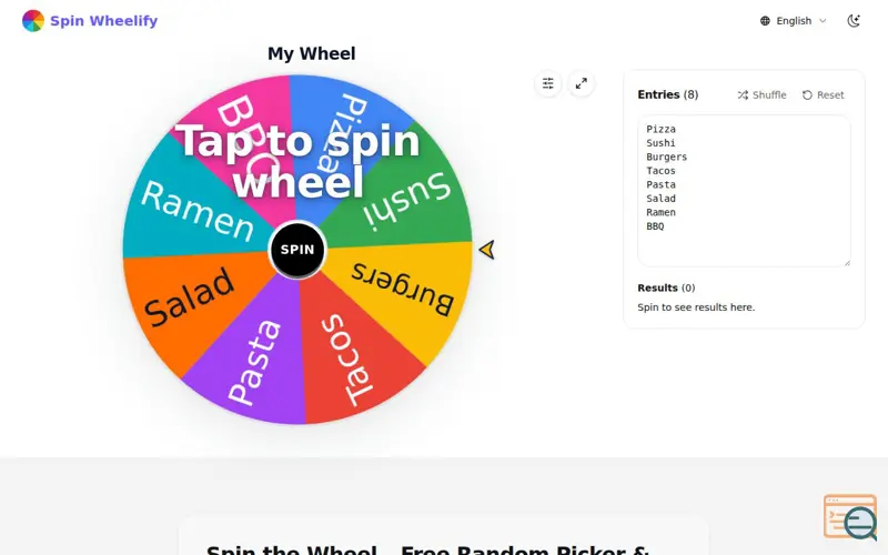 Screenshot of Spin Wheelify