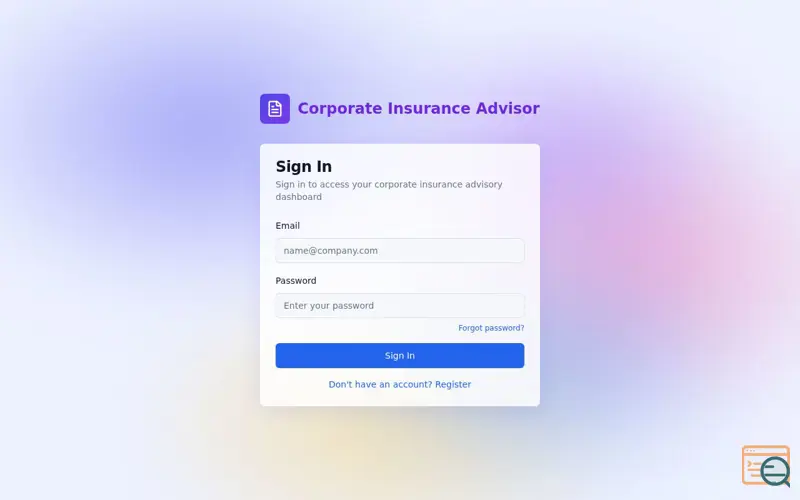 Screenshot of Corporate Insurance Advisor