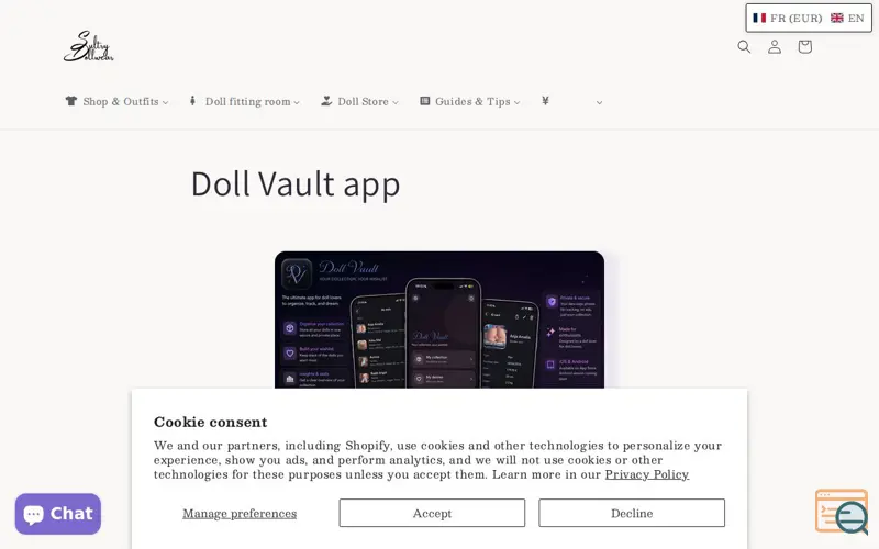 Screenshot of DollVault, a launch using Bugsnag