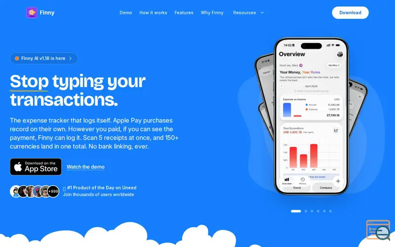 Screenshot of Finny, a launch using Tools.cafe