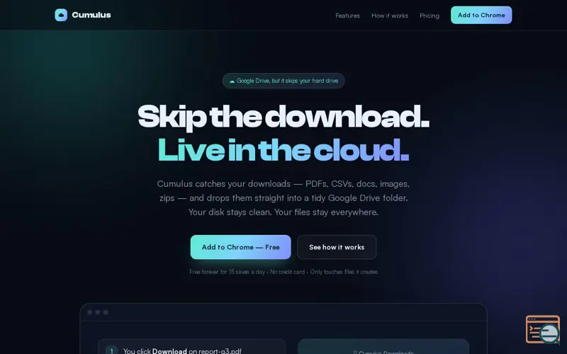 Screenshot of Cumulus- Save direct to your cloud