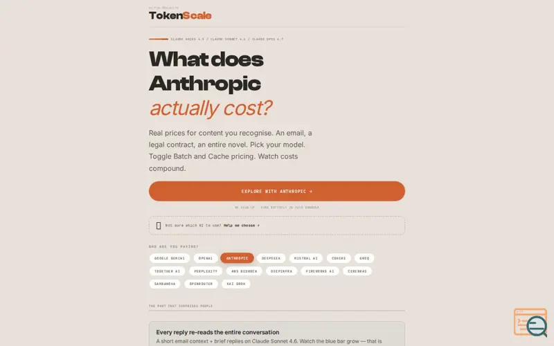 Screenshot of TokenScale