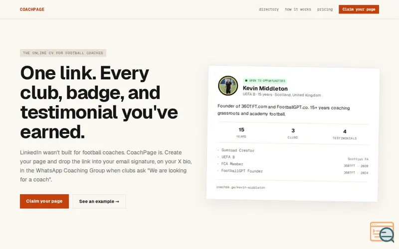 Screenshot of coachpa.ge