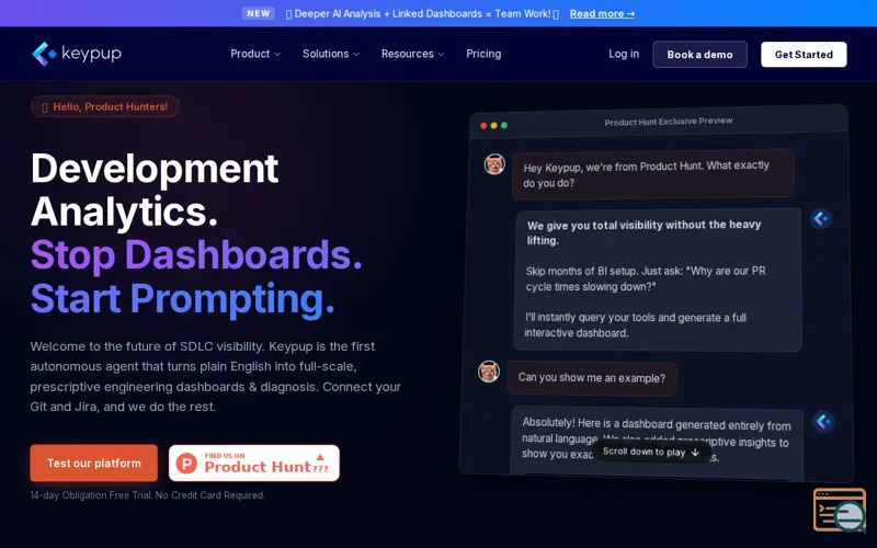 Screenshot of Keypup Gen AI, a launch using Detectify