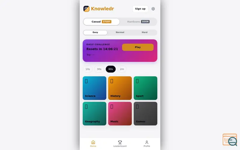 Screenshot of Knowledr