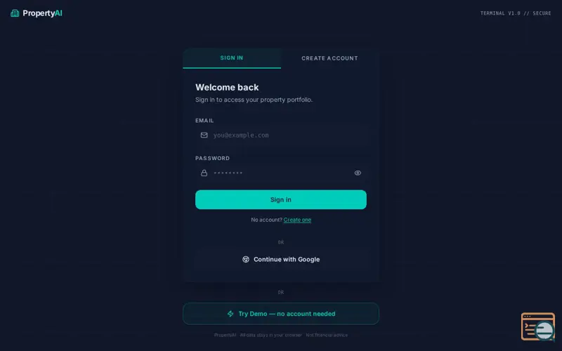 Screenshot of PropertyAI 2.0