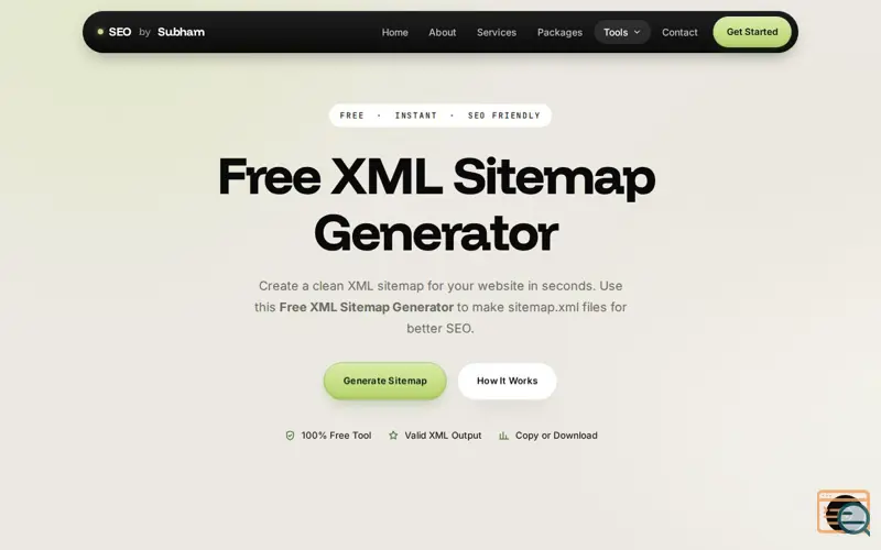 Screenshot of Free XML Sitemap Generator