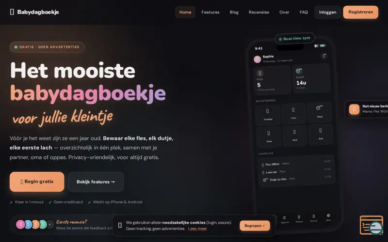 Screenshot of Babydagboekje